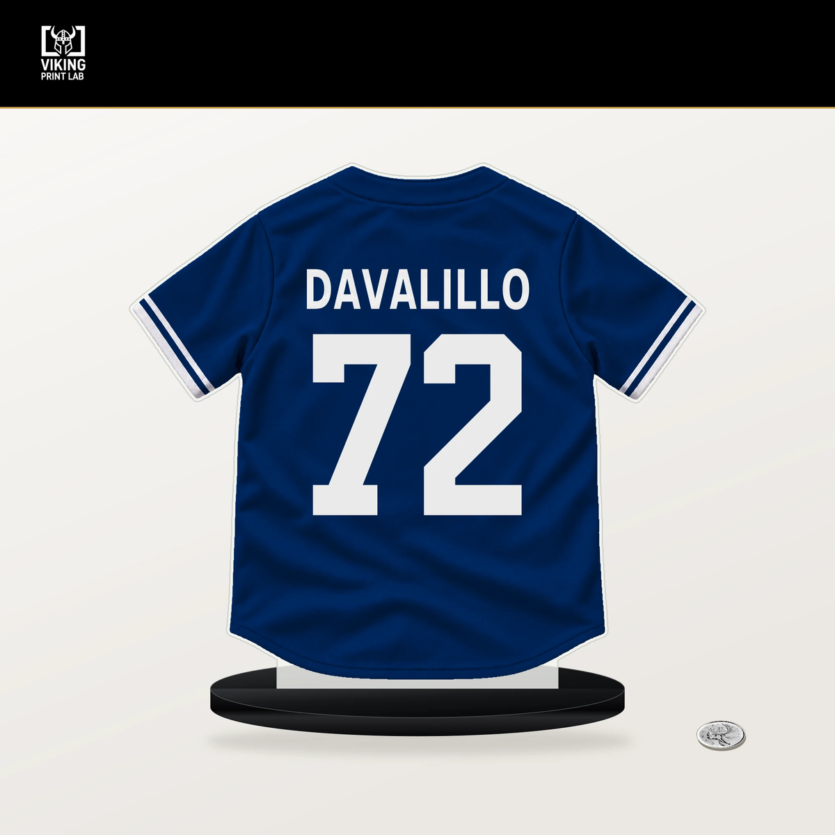 David Davalillo number 72 Texas Rangers jersey stand with included black base.