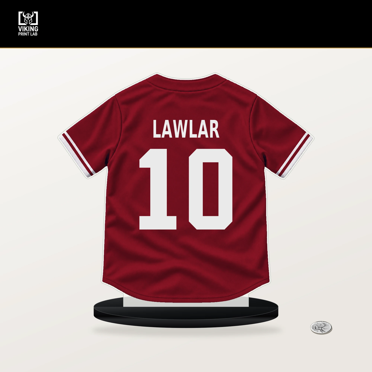 Jordan Lawlar number 10 Arizona Diamondbacks jersey stand with included black base.
