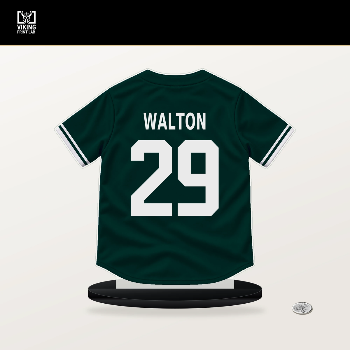 Donovan Walton number 29 Athletics jersey stand with included black base.
