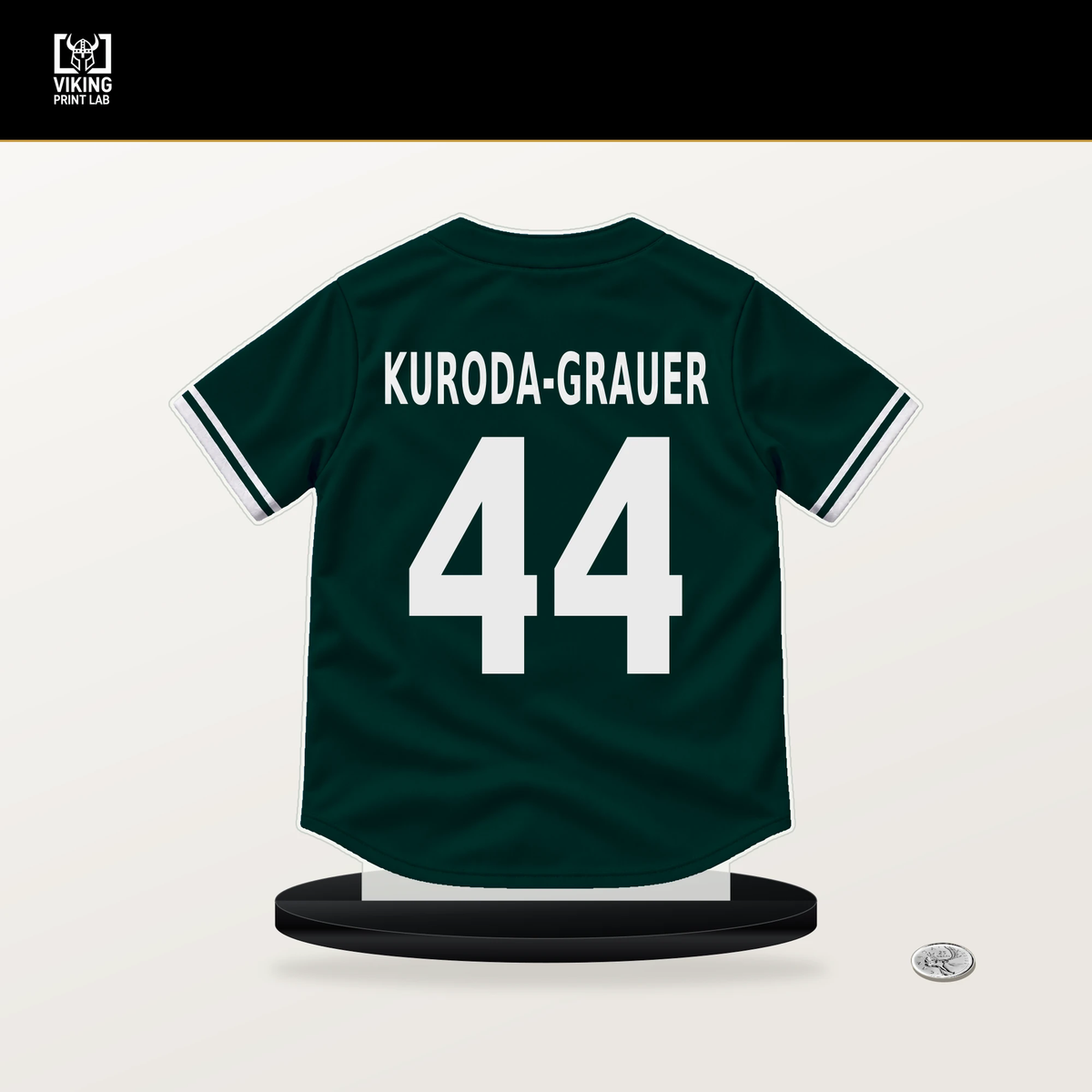 Joshua Kuroda-Grauer number 44 Athletics jersey stand with included black base.