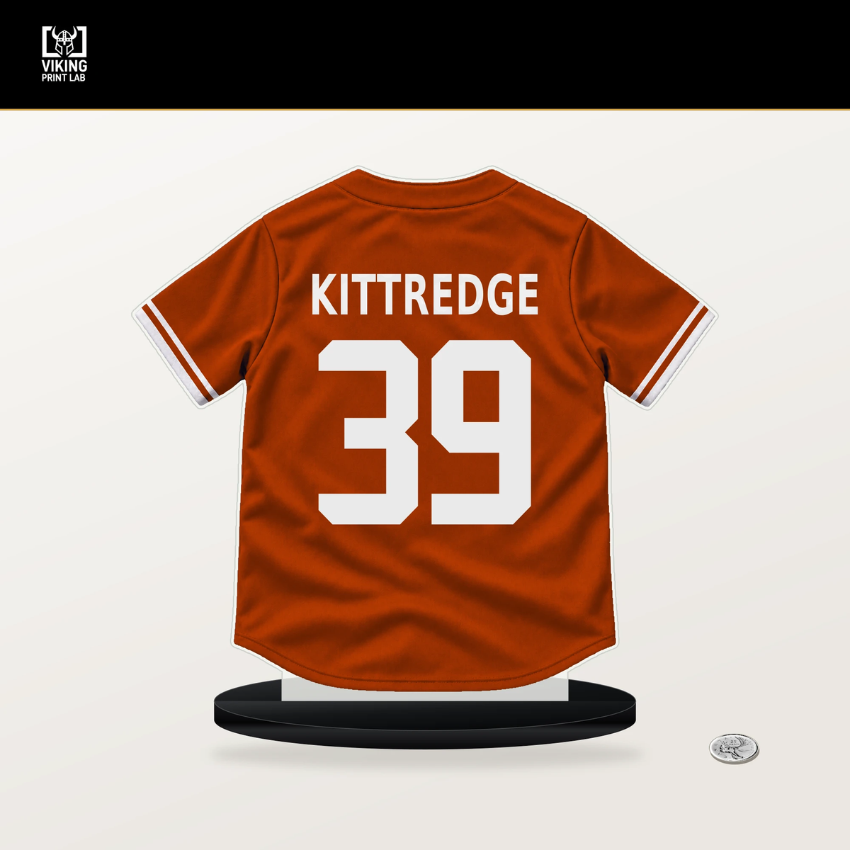 Andrew Kittredge number 39 Baltimore Orioles jersey stand with included black base.