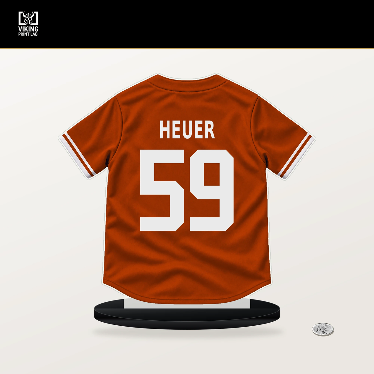 Codi Heuer number 59 Baltimore Orioles jersey stand with included black base.