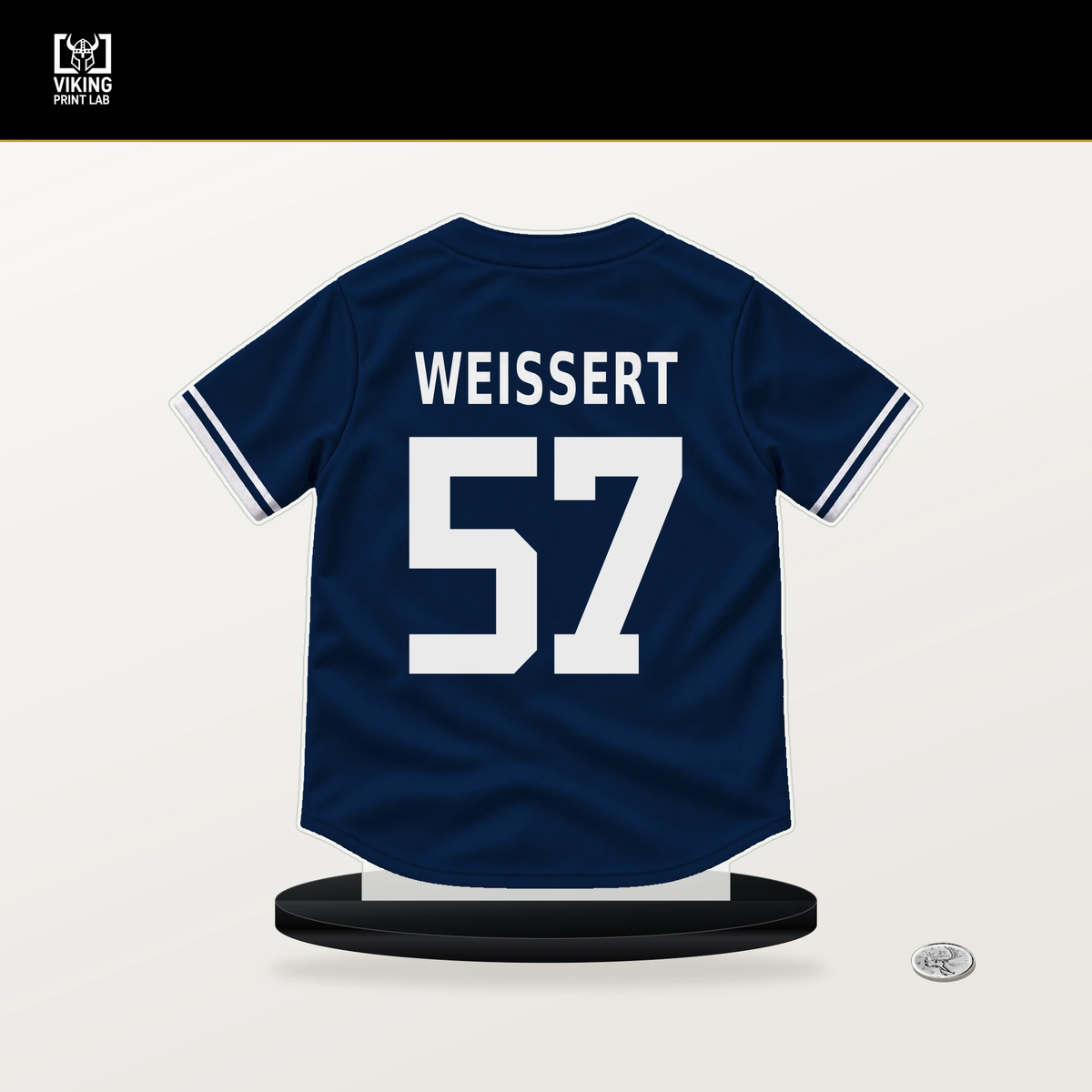 Greg Weissert number 57 Boston Red Sox jersey stand with included black base.