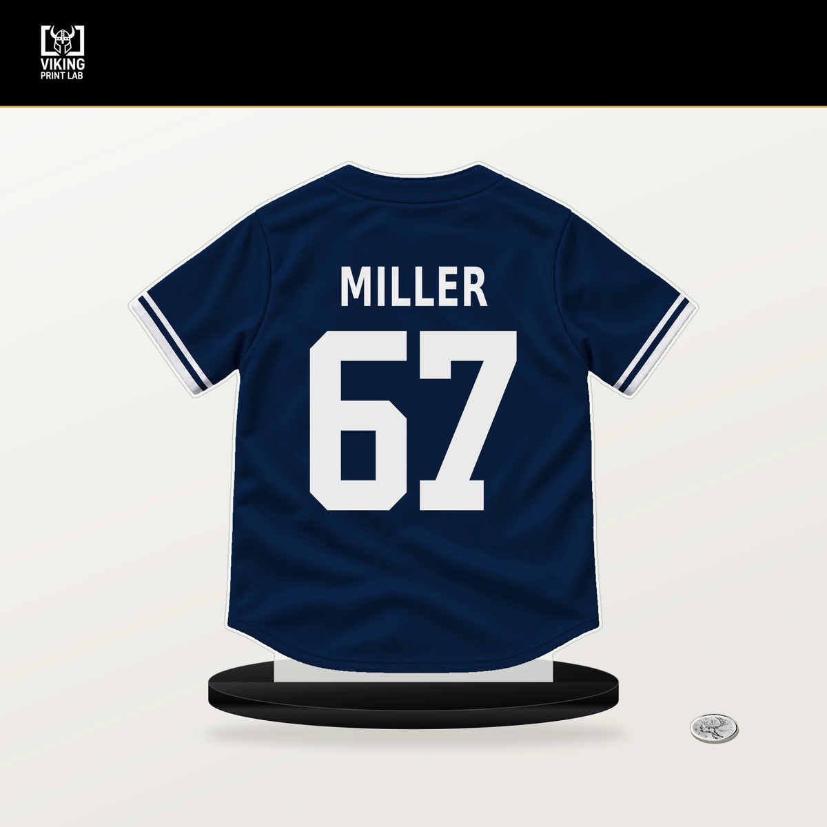 Erik Miller number 67 Boston Red Sox jersey stand with included black base.