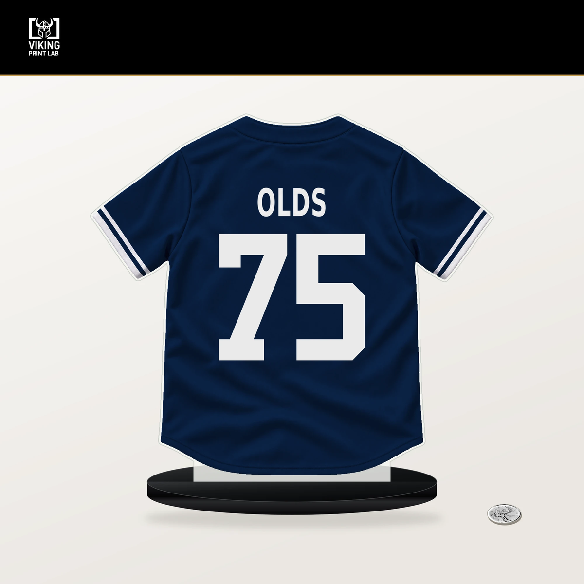 Wyatt Olds number 75 Boston Red Sox jersey stand with included black base.