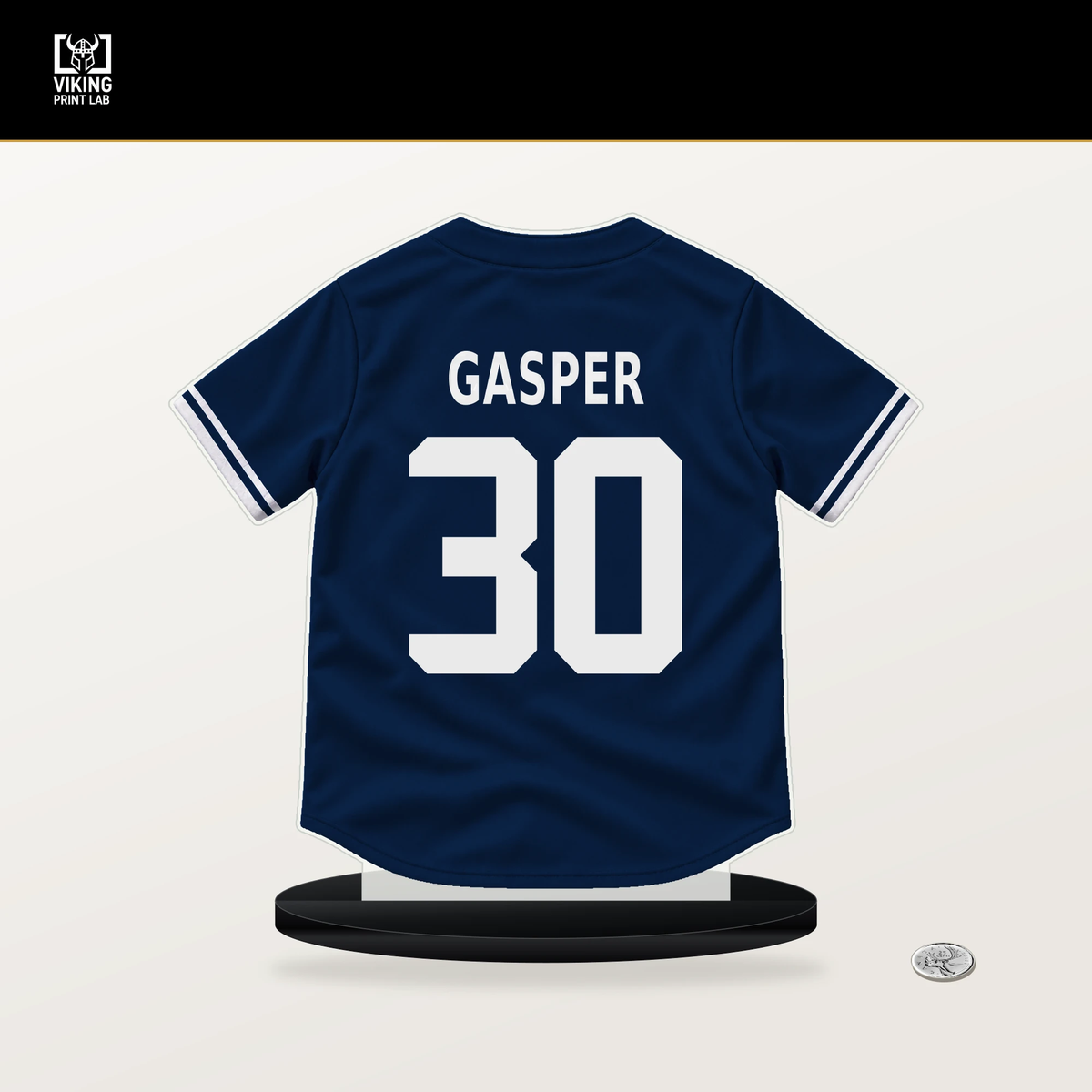 Mickey Gasper number 30 Boston Red Sox jersey stand with included black base.