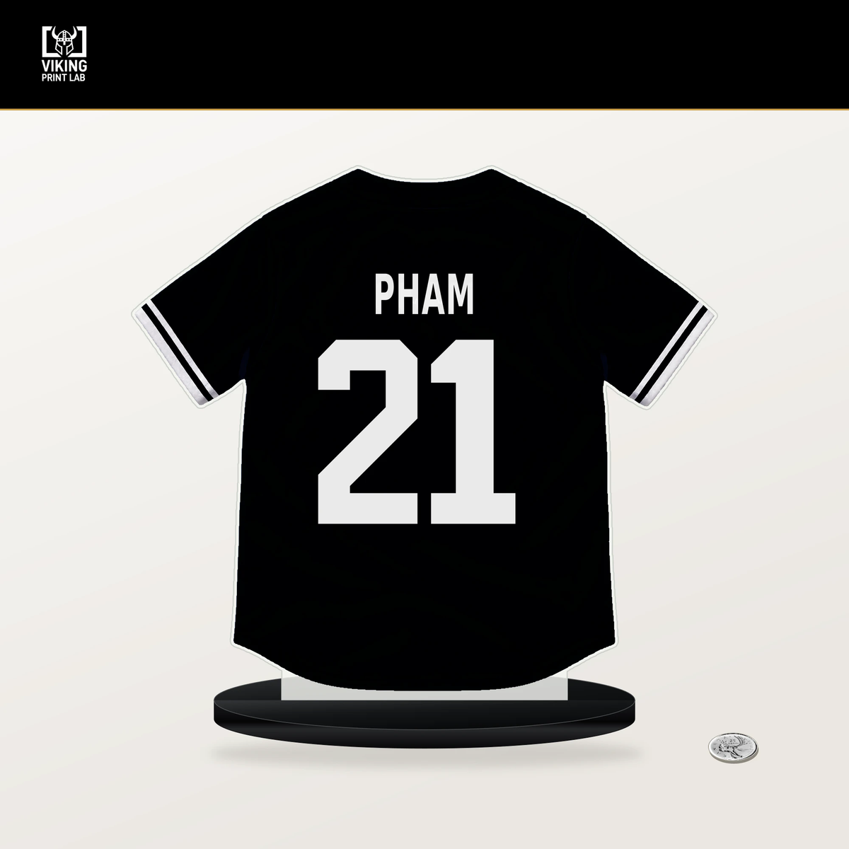 Tommy Pham number 21 Chicago White Sox jersey stand with included black base.