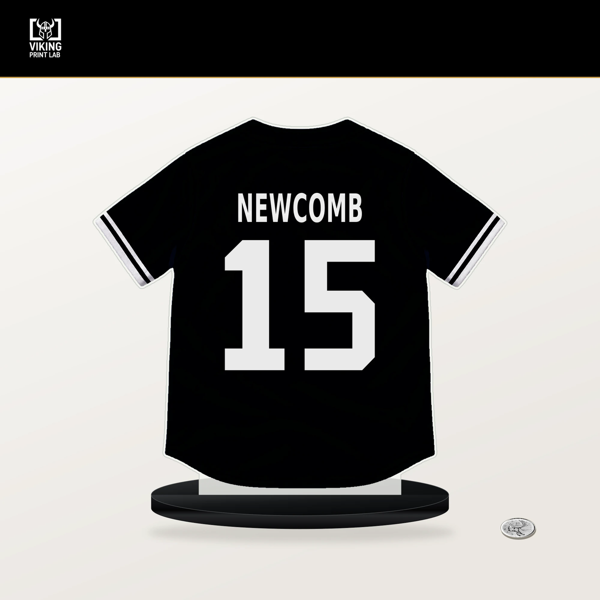 Sean Newcomb number 15 Chicago White Sox jersey stand with included black base.