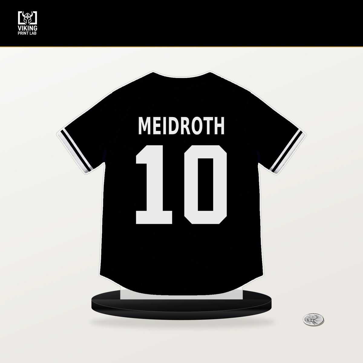 Chase Meidroth number 10 Chicago White Sox jersey stand with included black base.