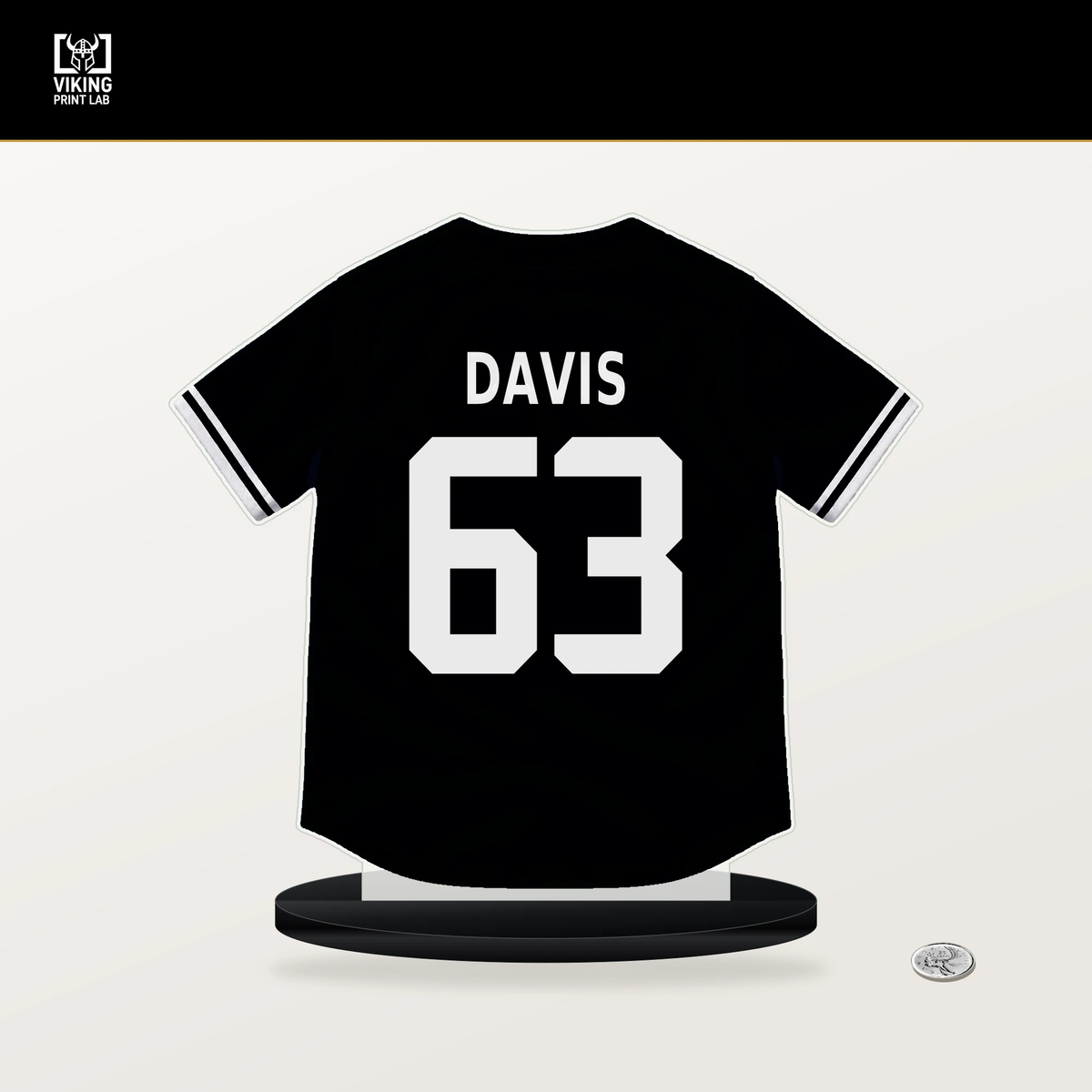 Tyler Davis number 63 Chicago White Sox jersey stand with included black base.