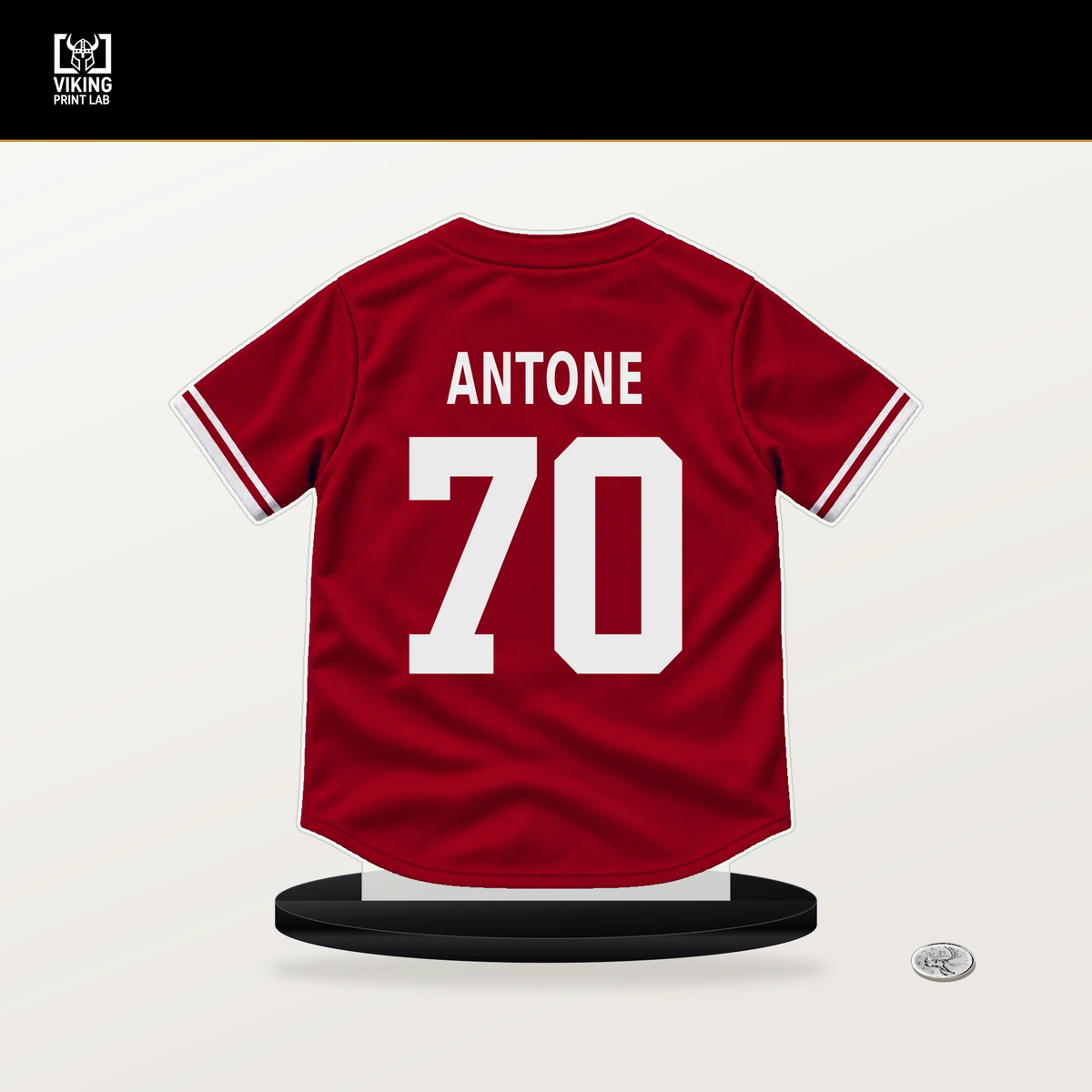 Tejay Antone number 70 Cincinnati Reds jersey stand with included black base.