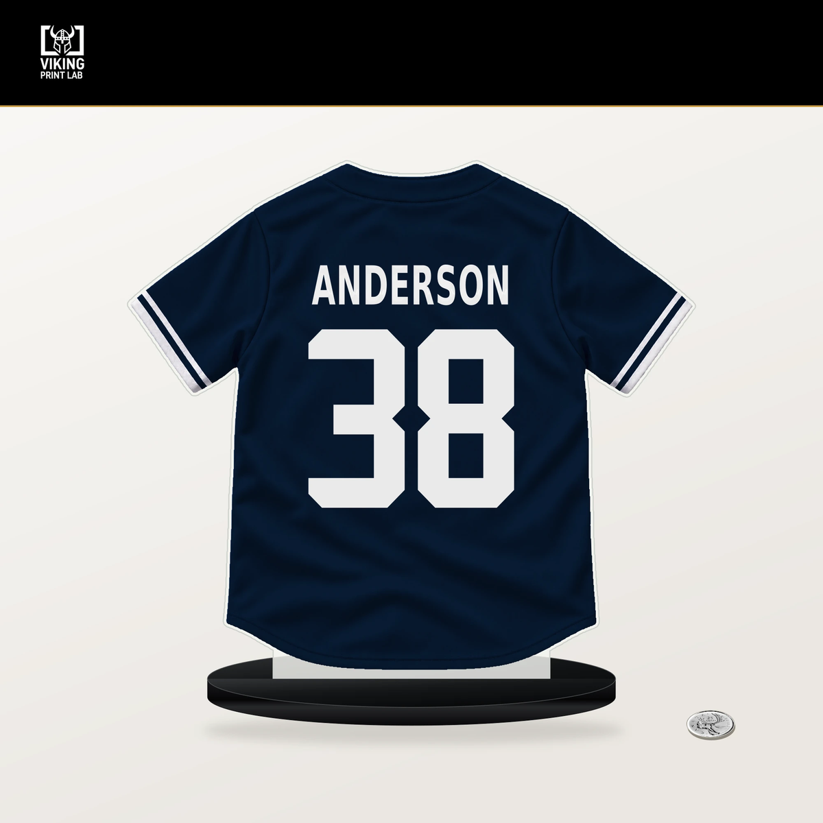 Drew Anderson number 38 Detroit Tigers jersey stand with included black base.