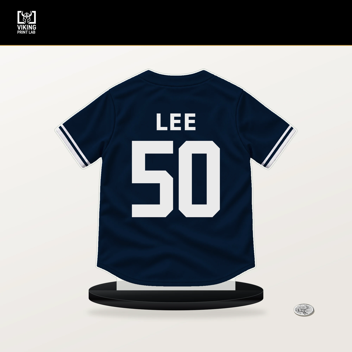 Hao-Yu Lee number 50 Detroit Tigers jersey stand with included black base.