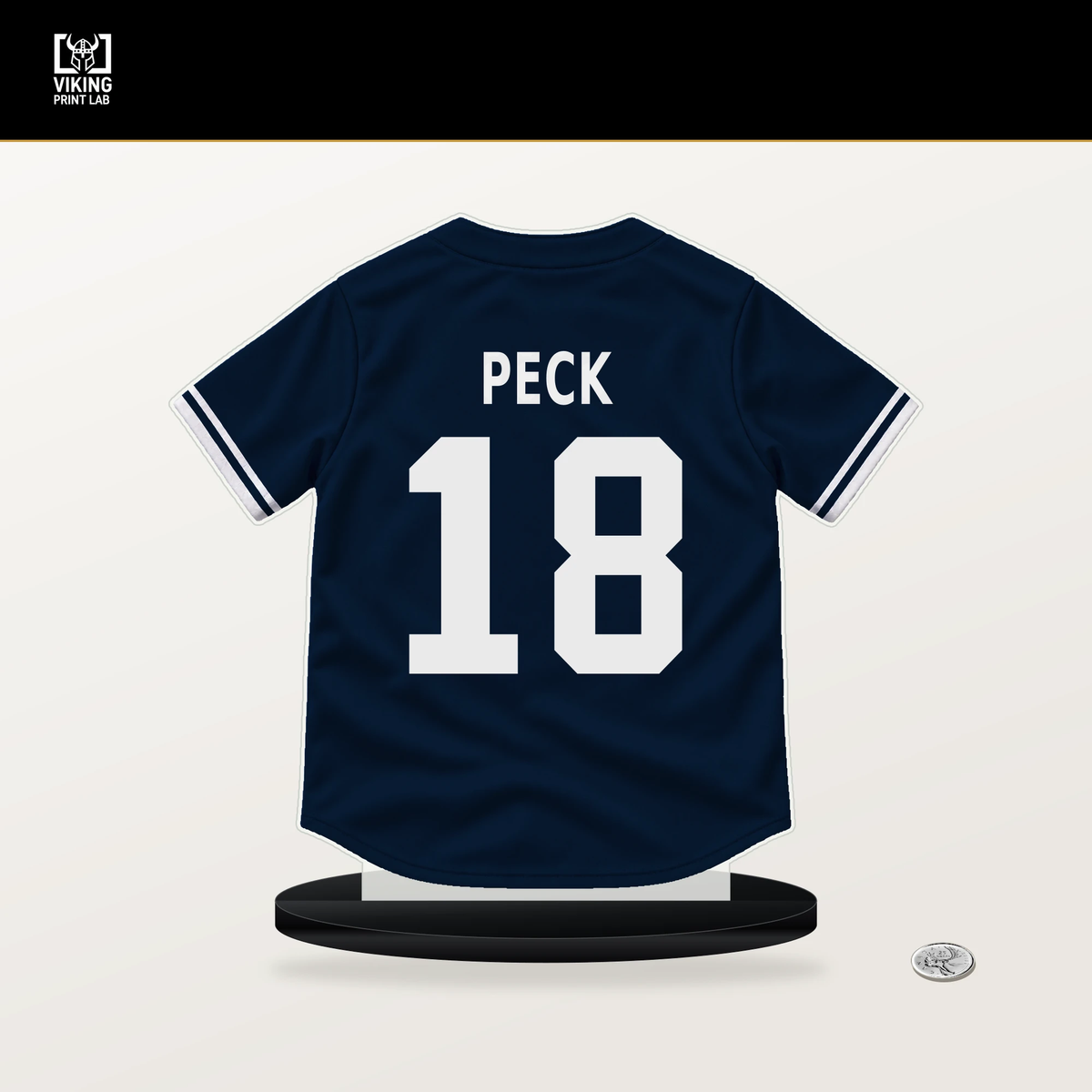 John Peck number 18 Detroit Tigers jersey stand with included black base.