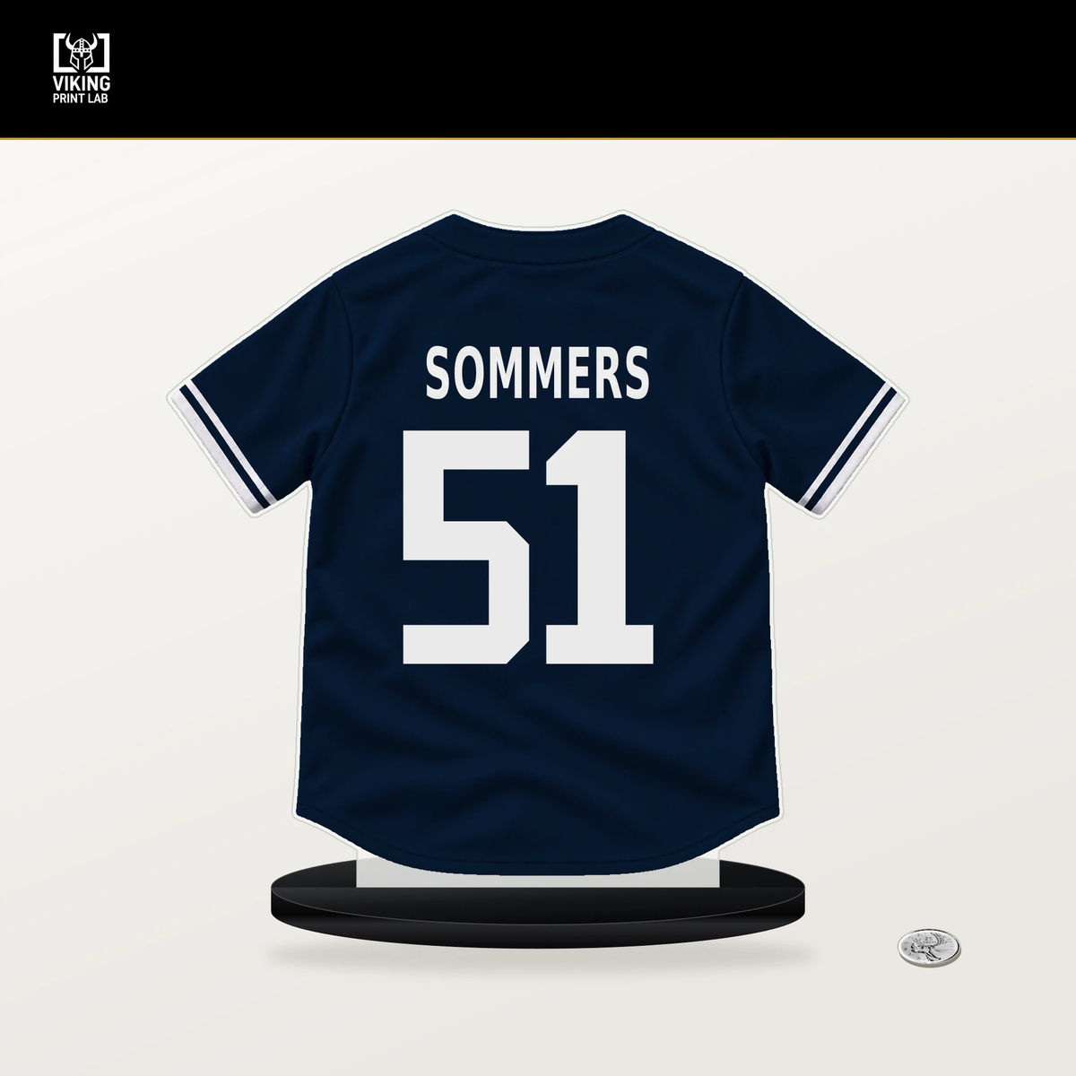 Drew Sommers number 51 Detroit Tigers jersey stand with included black base.