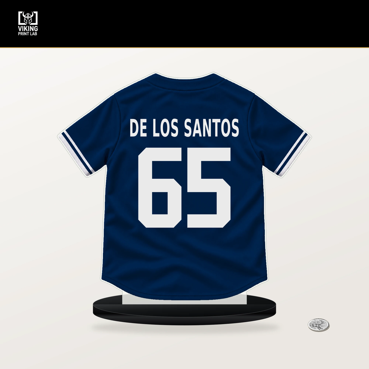 Enyel De Los Santos number 65 Houston Astros jersey stand with included black base.