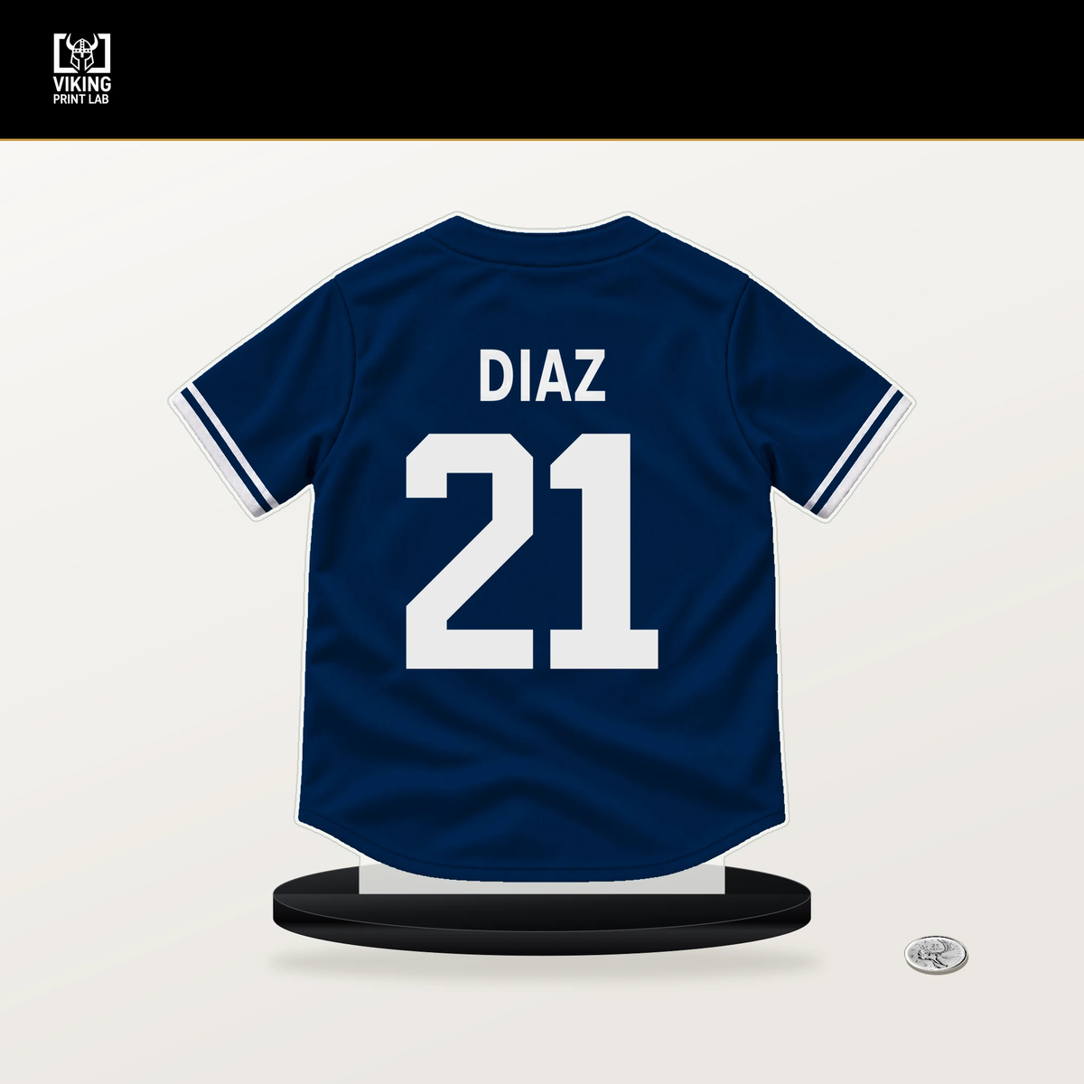 Yainer Diaz number 21 Houston Astros jersey stand with included black base.