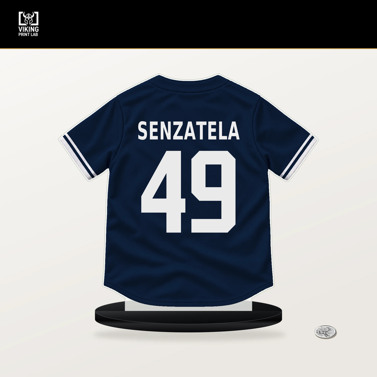 Antonio Senzatela number 49 Milwaukee Brewers jersey stand with included black base.