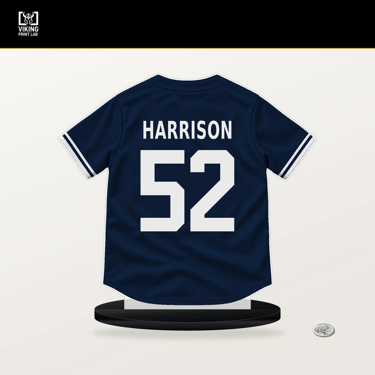 Kyle Harrison number 52 Milwaukee Brewers jersey stand with included black base.