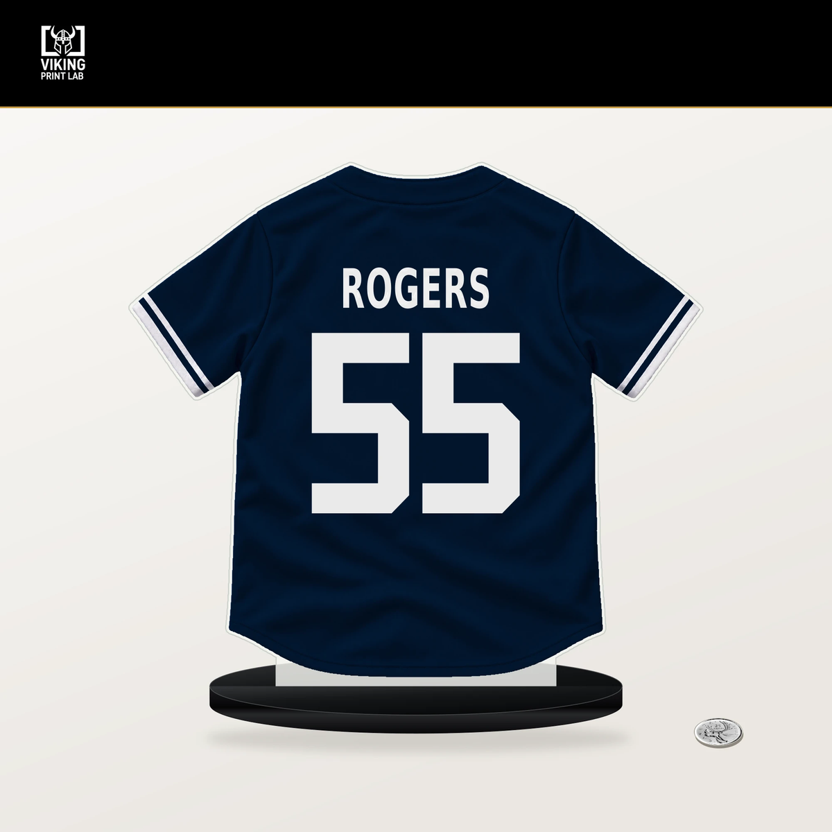 Taylor Rogers number 55 Minnesota Twins jersey stand with included black base.