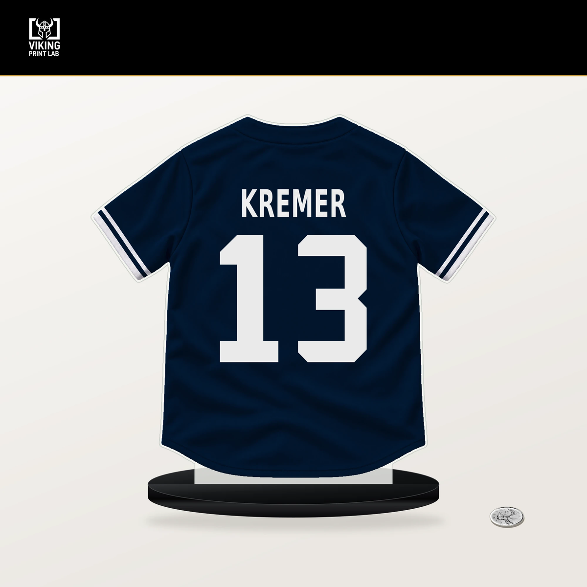 Dean Kremer number 13 Minnesota Twins jersey stand with included black base.