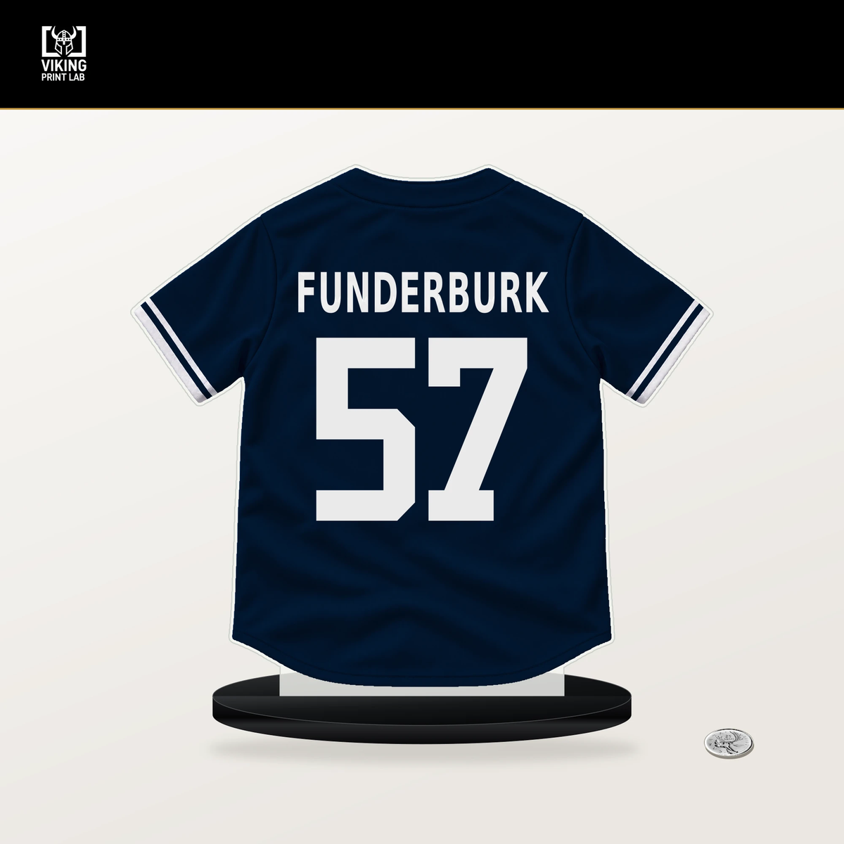 Kody Funderburk number 57 Minnesota Twins jersey stand with included black base.