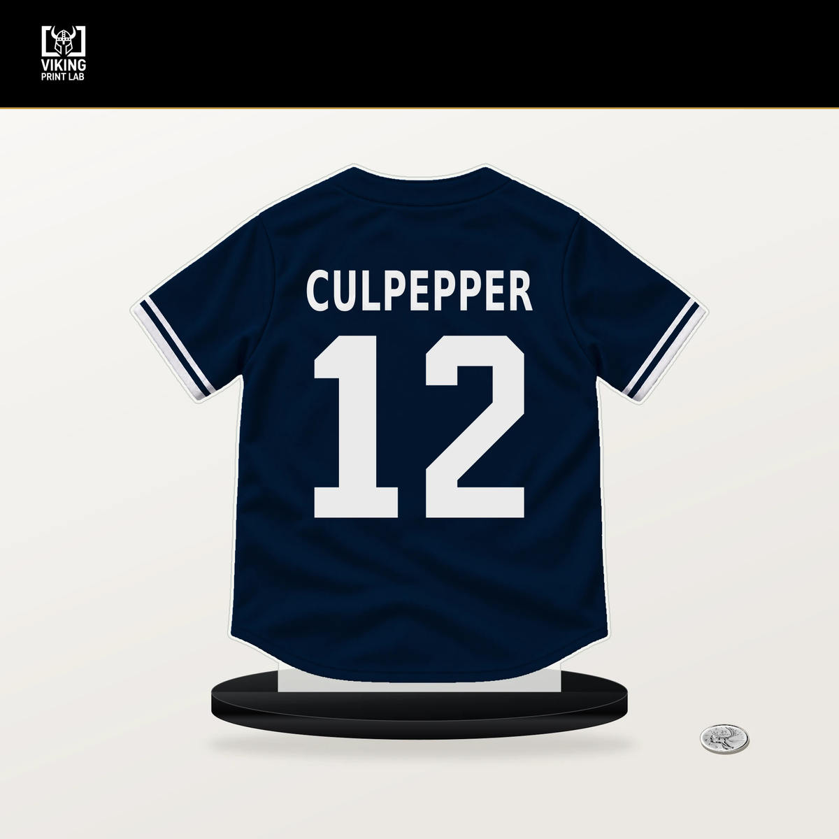 Kaelen Culpepper number 12 Minnesota Twins jersey stand with included black base.