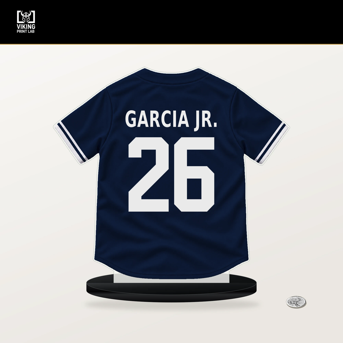 Luis Garcia Jr. number 26 New York Yankees jersey stand with included black base.