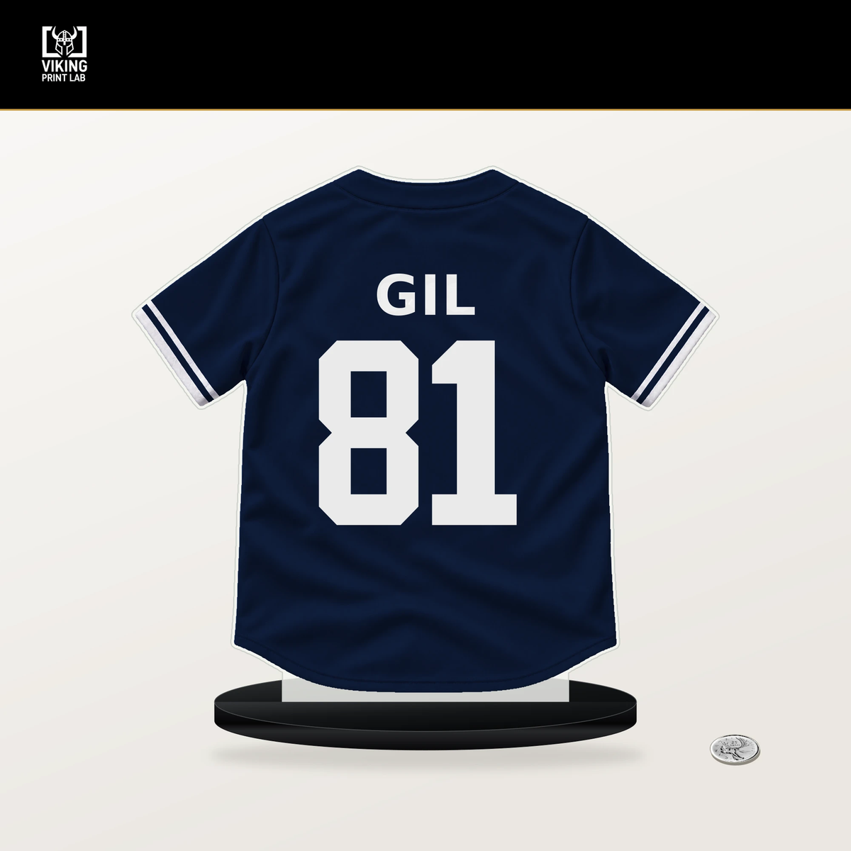 Luis Gil number 81 New York Yankees jersey stand with included black base.