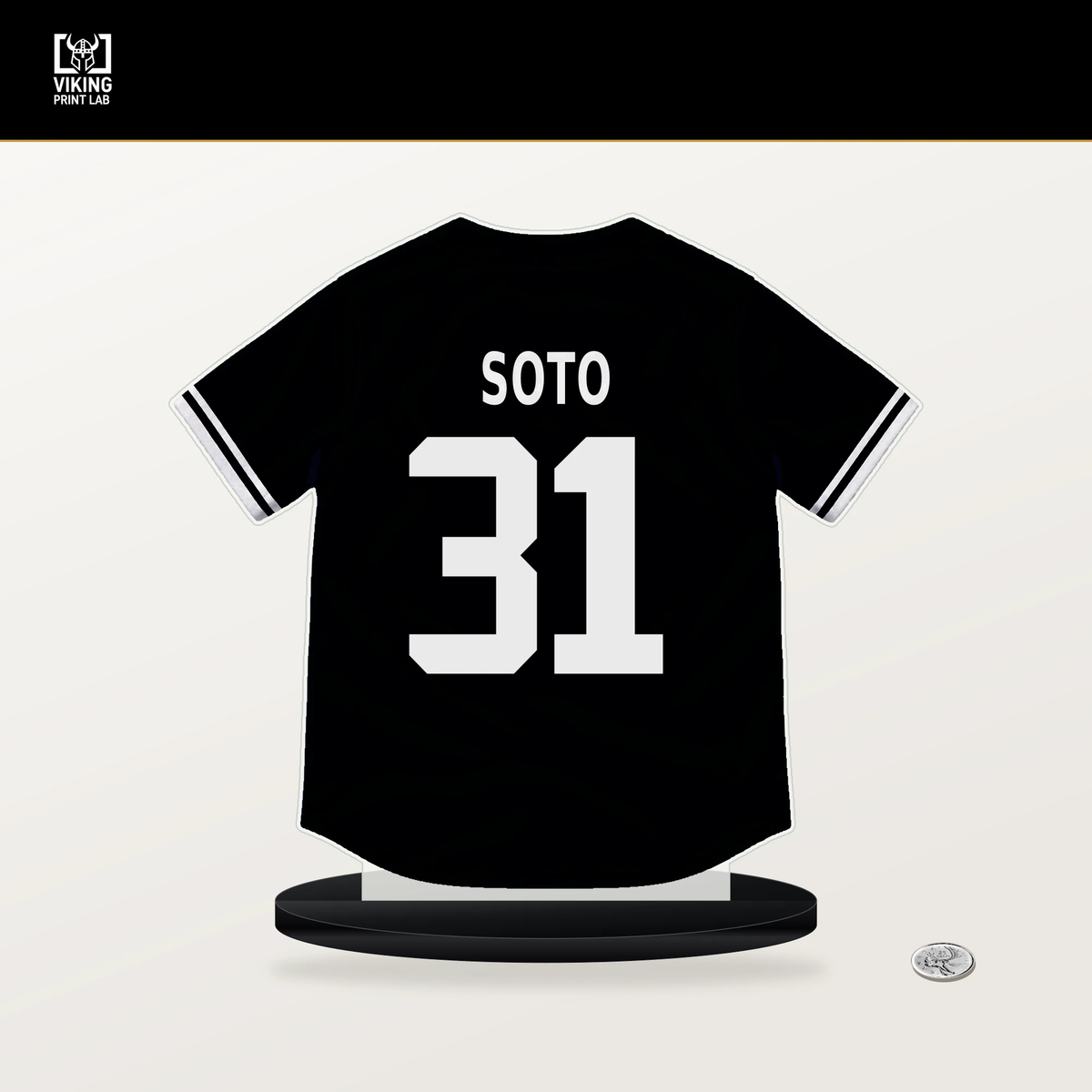 Gregory Soto number 31 Pittsburgh Pirates jersey stand with included black base.