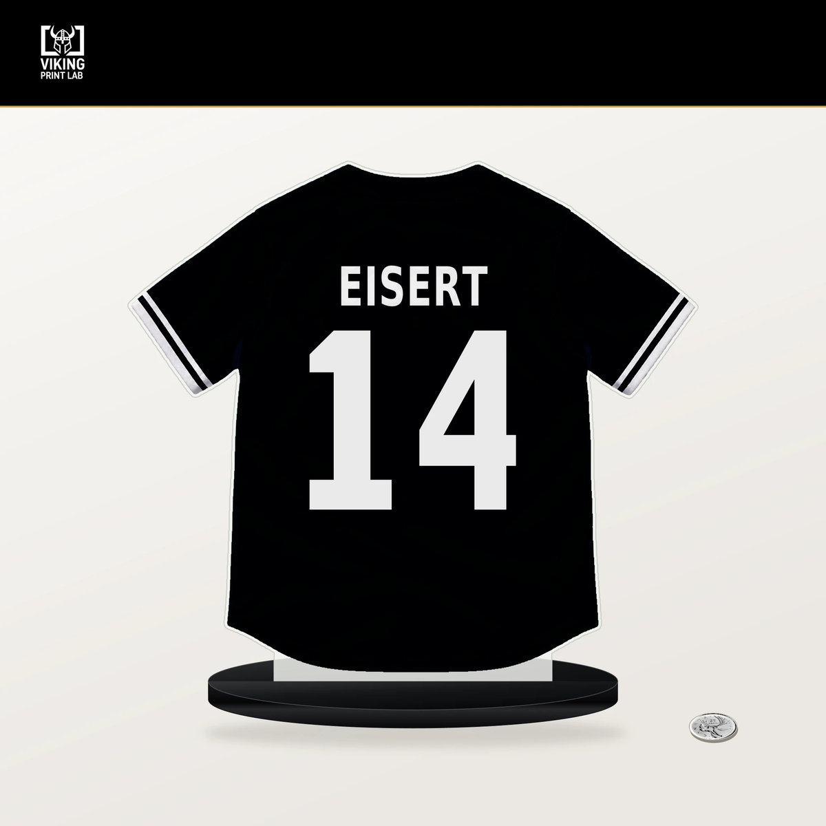 Brandon Eisert number 14 Pittsburgh Pirates jersey stand with included black base.