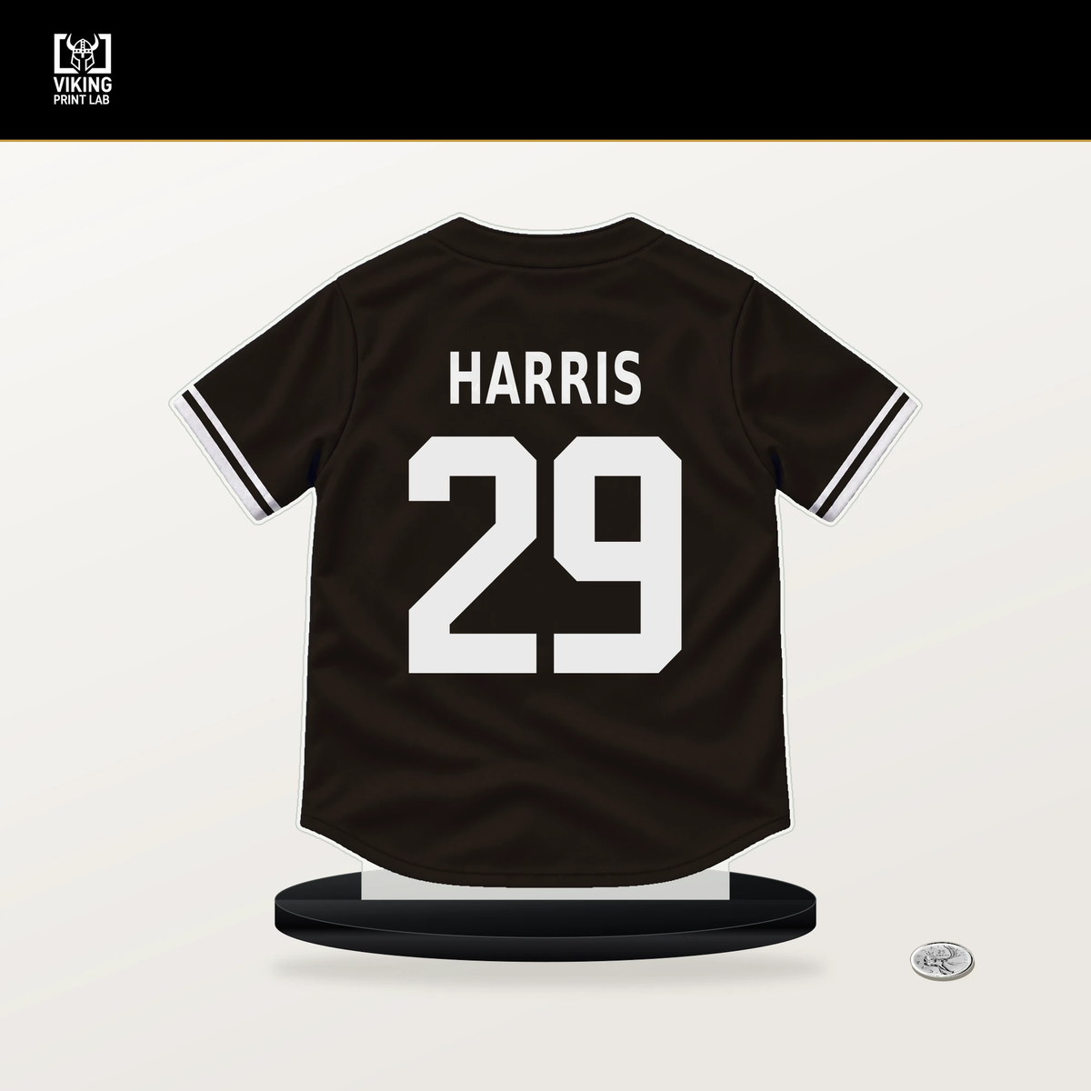 Dustin Harris number 29 San Diego Padres jersey stand with included black base.
