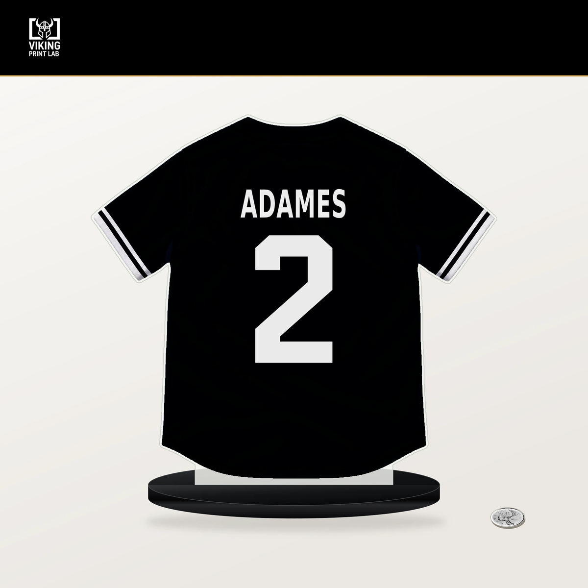 Willy Adames number 2 San Francisco Giants jersey stand with included black base.