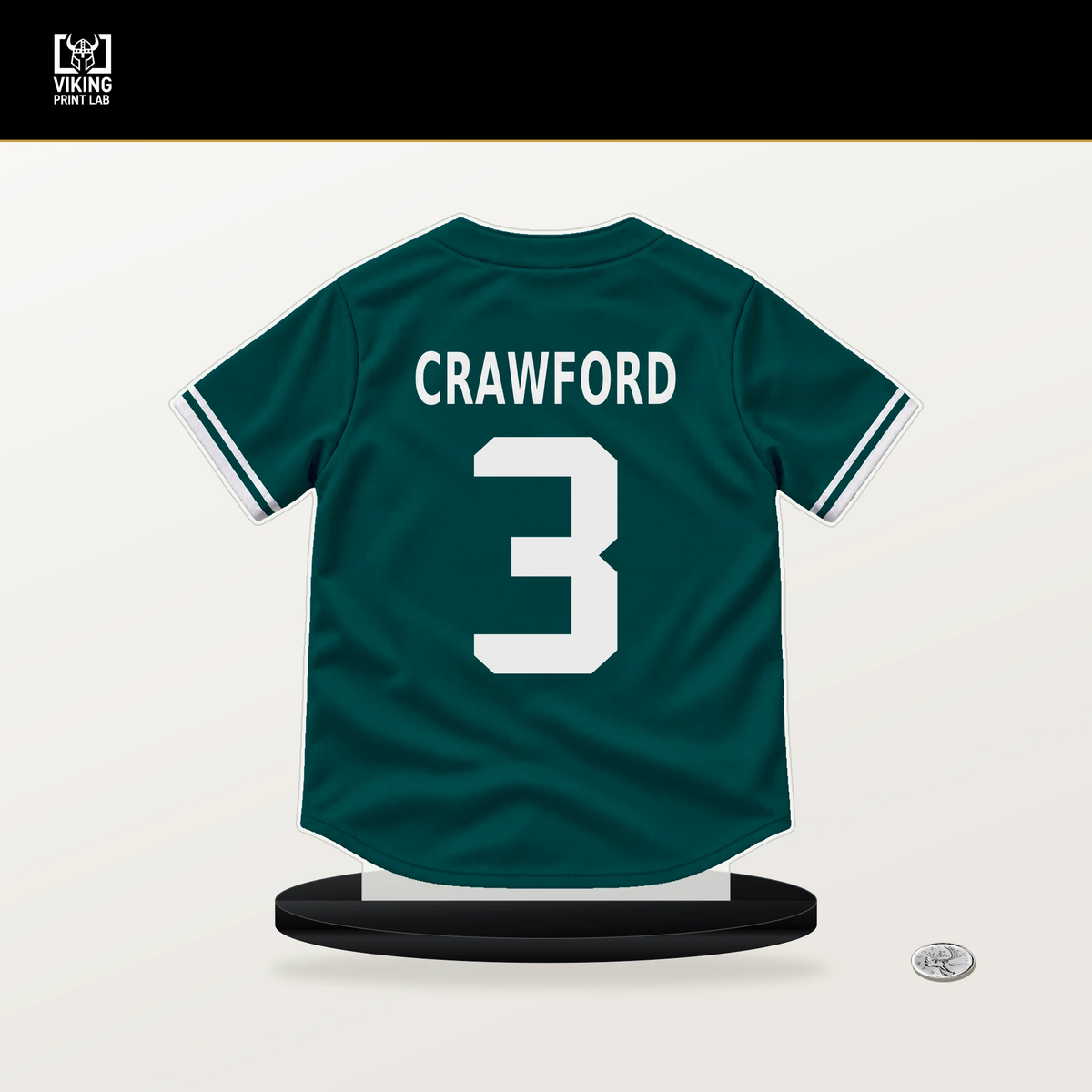 J.P. Crawford number 3 Seattle Mariners jersey stand with included black base.