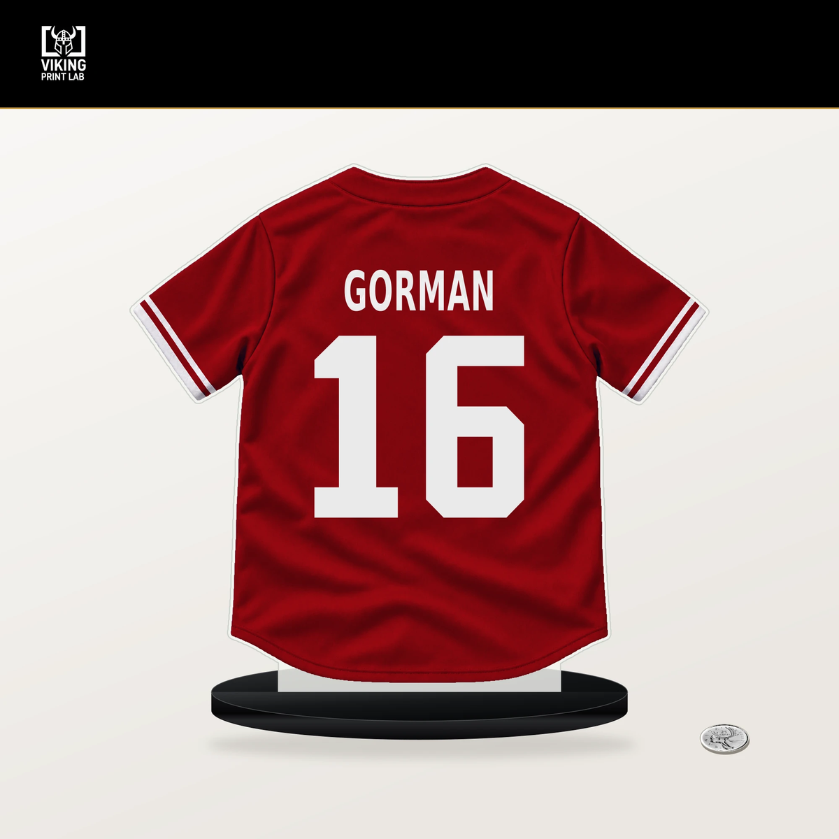 Nolan Gorman number 16 St. Louis Cardinals jersey stand with included black base.