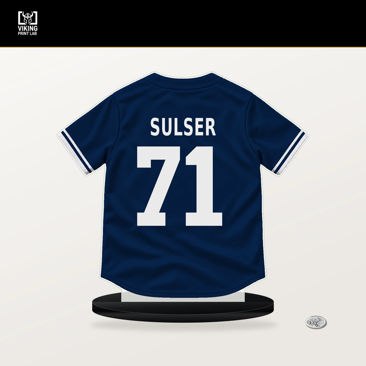 Cole Sulser number 71 Tampa Bay Rays jersey stand with included black base.
