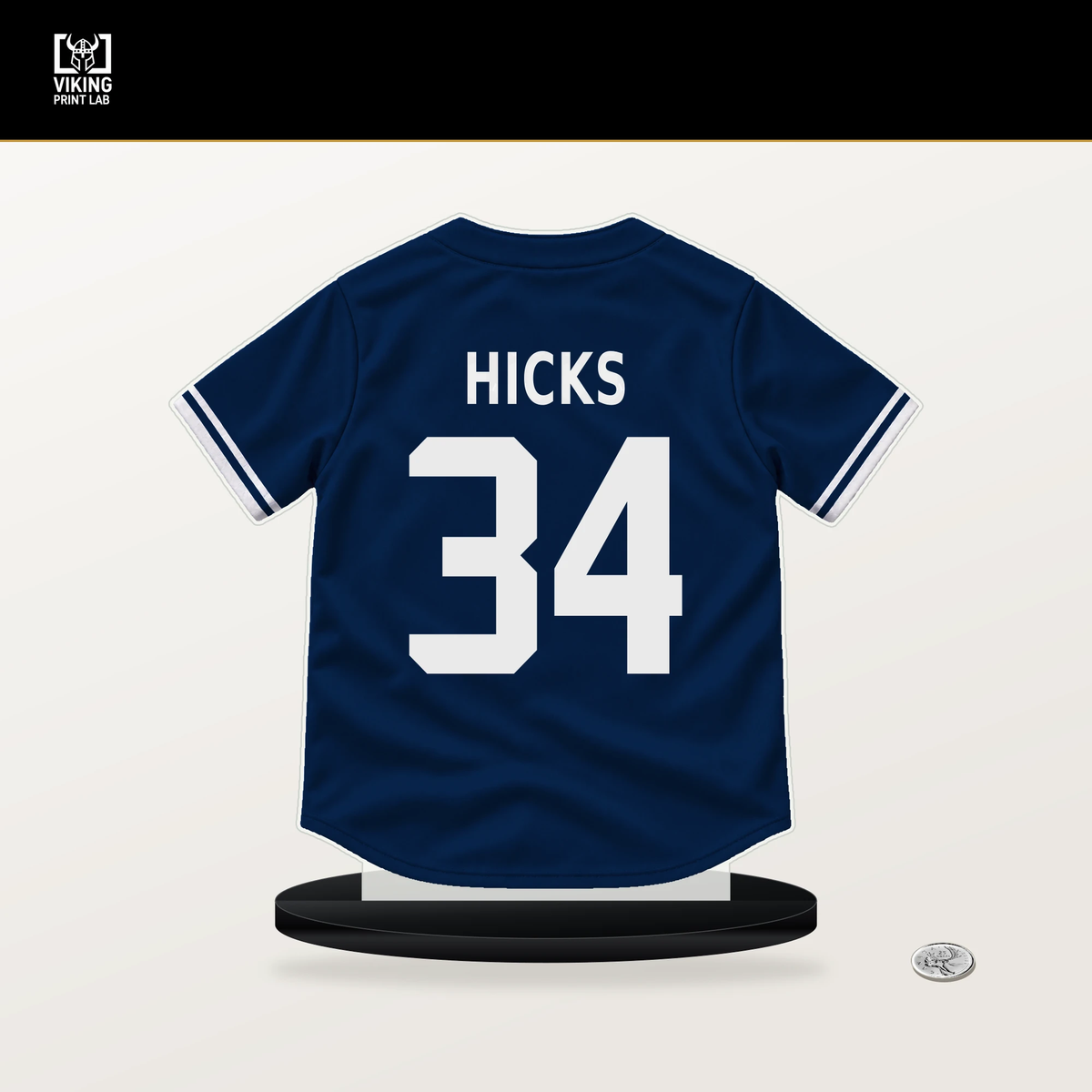 Liam Hicks number 34 Tampa Bay Rays jersey stand with included black base.