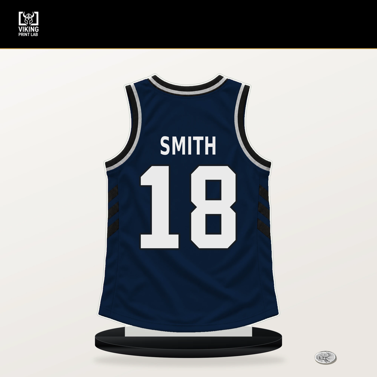 Braden Smith number 18 Indiana Pacers jersey stand with included black base.