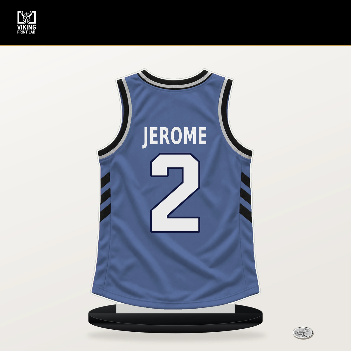 Ty Jerome number 2 Memphis Grizzlies jersey stand with included black base.