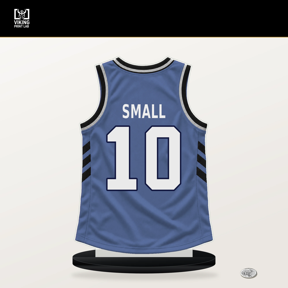 Javon Small number 10 Memphis Grizzlies jersey stand with included black base.