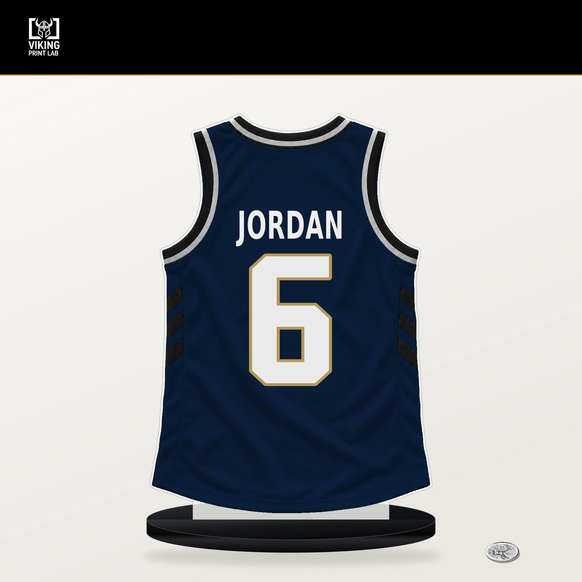 DeAndre Jordan number 6 New Orleans Pelicans jersey stand with included black base.