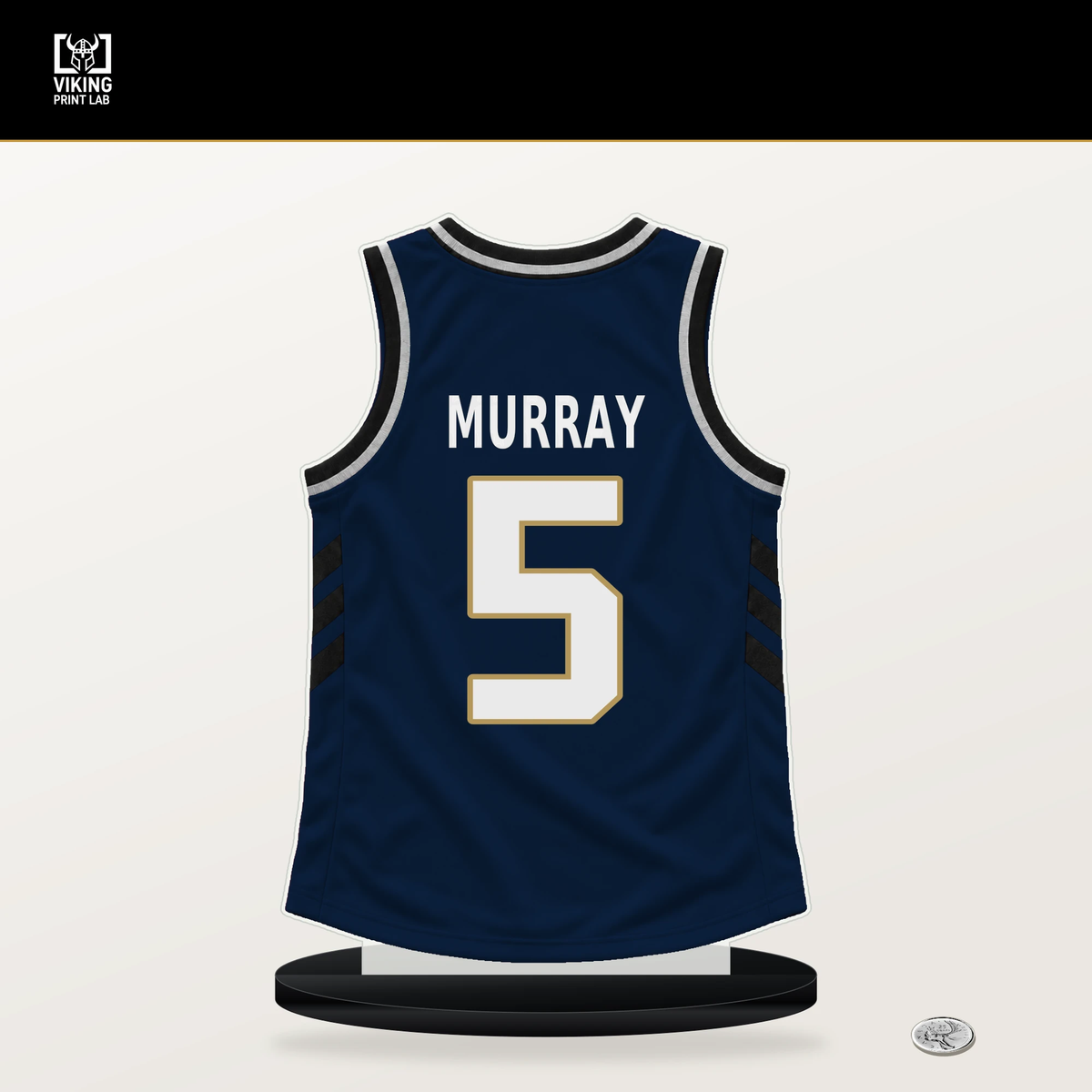 Dejounte Murray number 5 New Orleans Pelicans jersey stand with included black base.