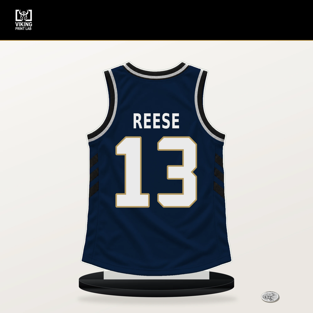 Julian Reese number 13 New Orleans Pelicans jersey stand with included black base.