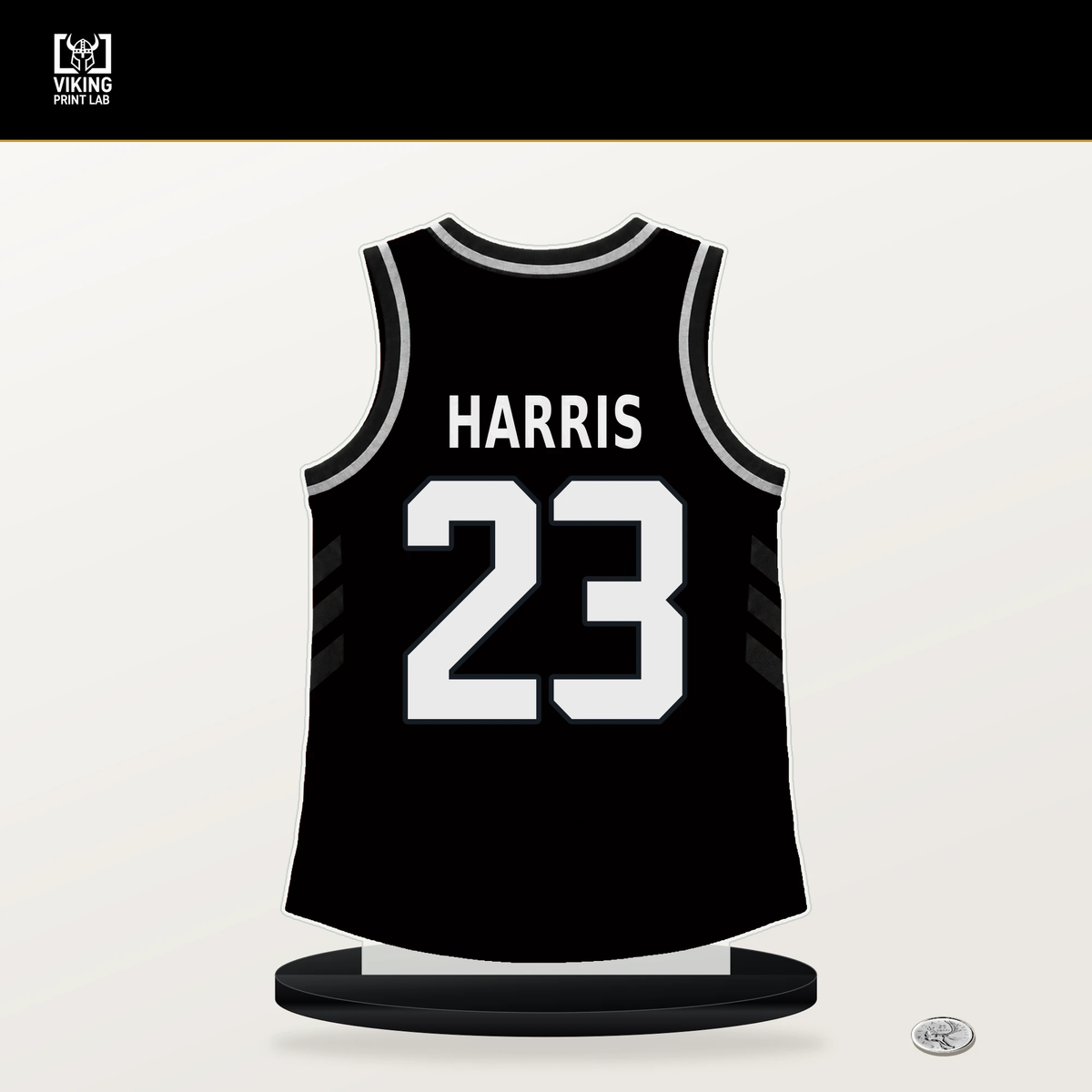 Tobias Harris number 23 San Antonio Spurs jersey stand with included black base.