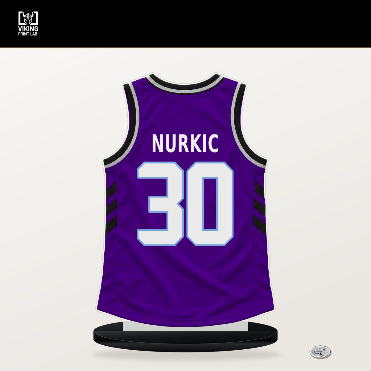 Jusuf Nurkic number 30 Utah Jazz jersey stand with included black base.