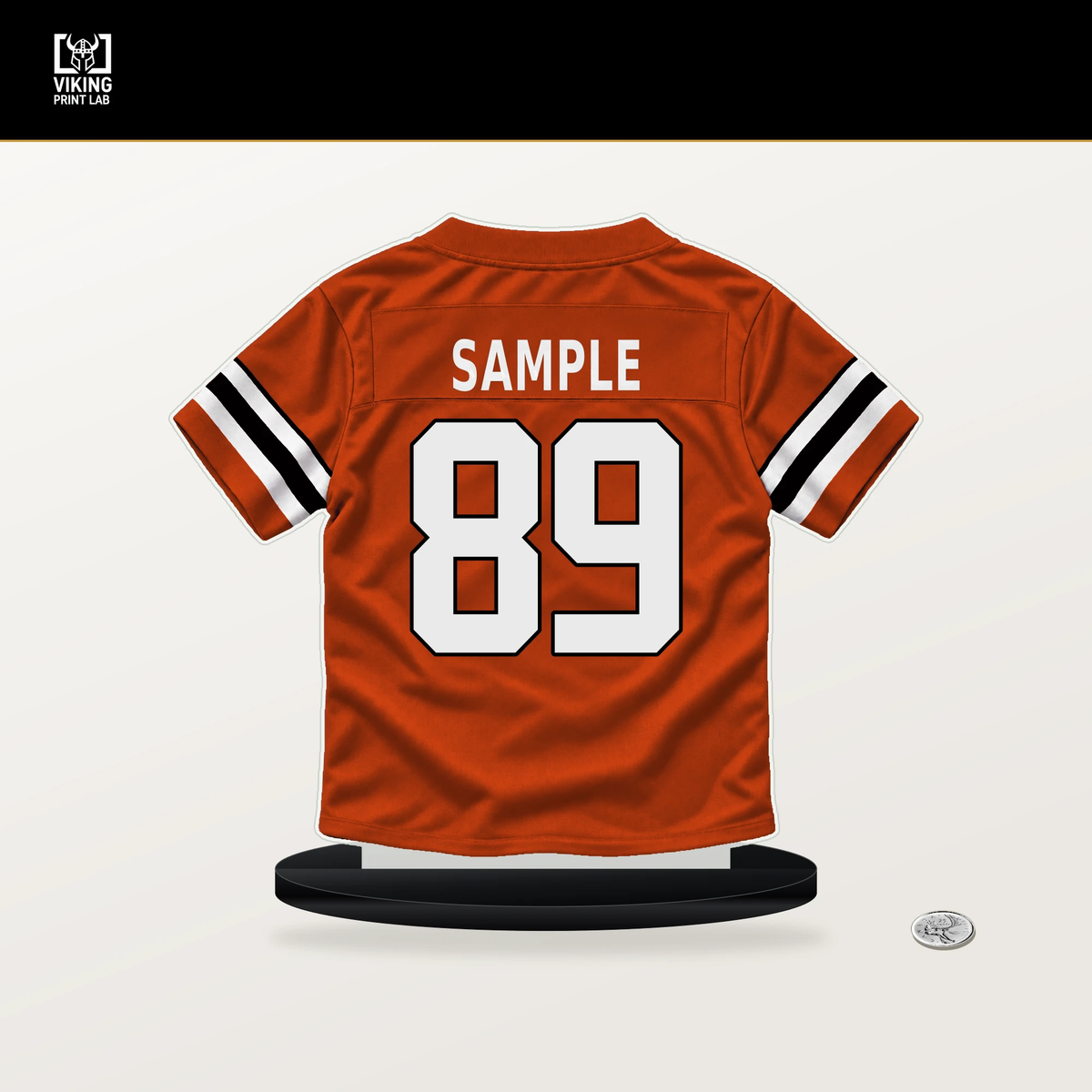 Drew Sample number 89 Cincinnati Bengals jersey stand with included black base.
