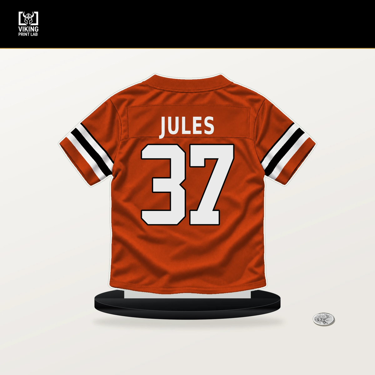 PJ Jules number 37 Cincinnati Bengals jersey stand with included black base.
