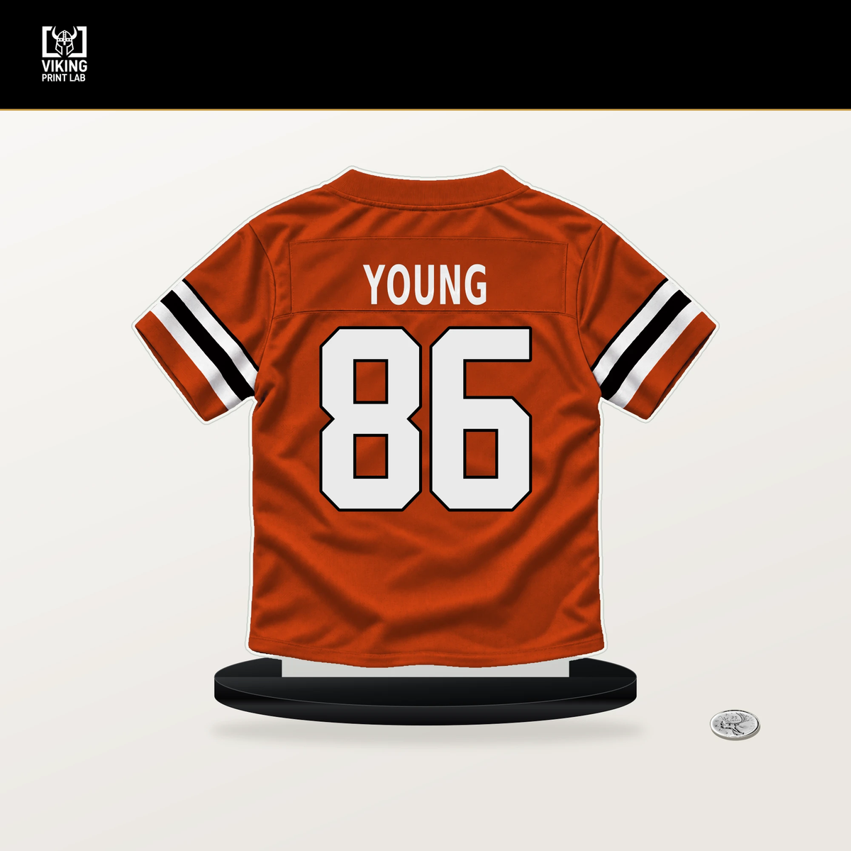 Colbie Young number 86 Cincinnati Bengals jersey stand with included black base.