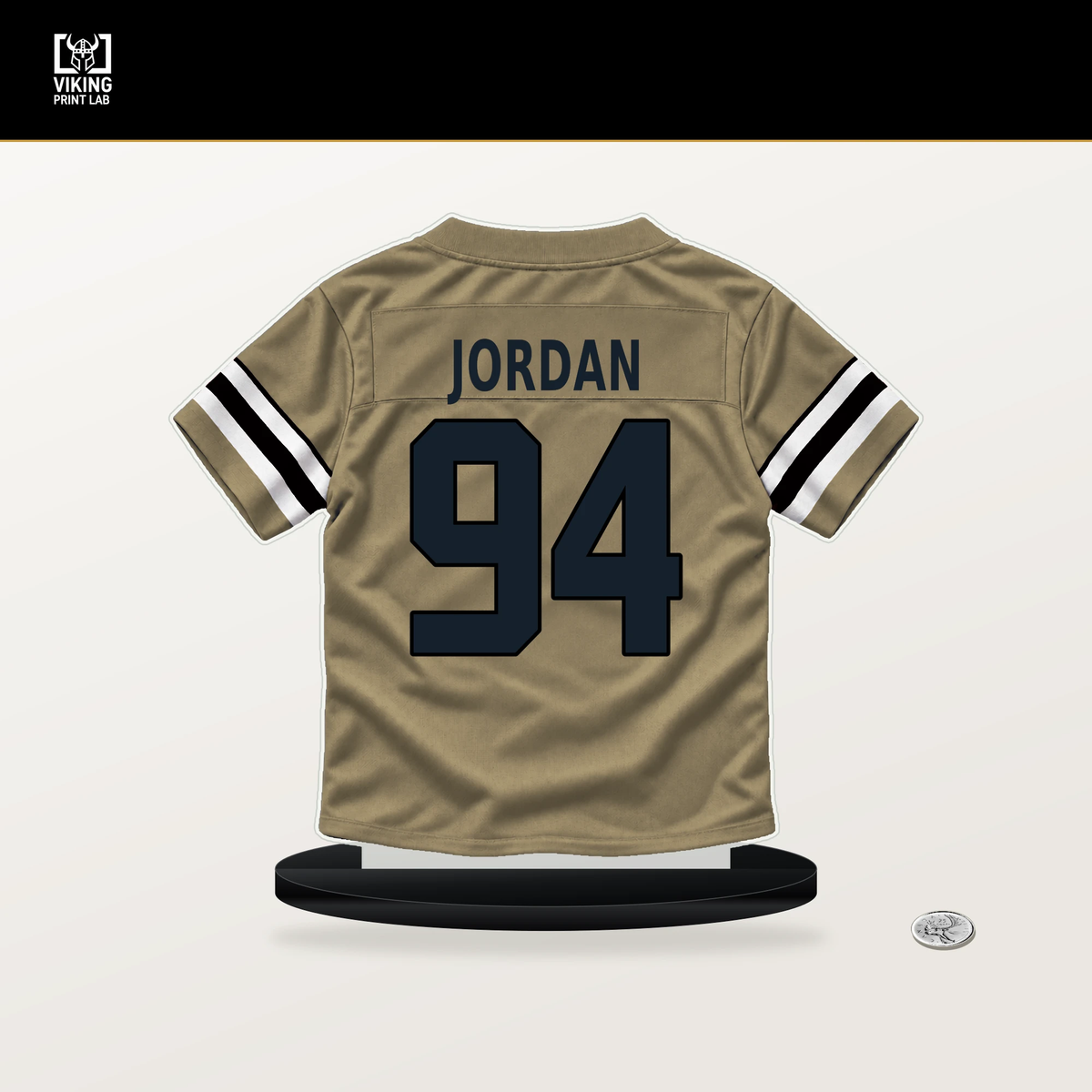 Cameron Jordan number 94 New Orleans Saints jersey stand with included black base.