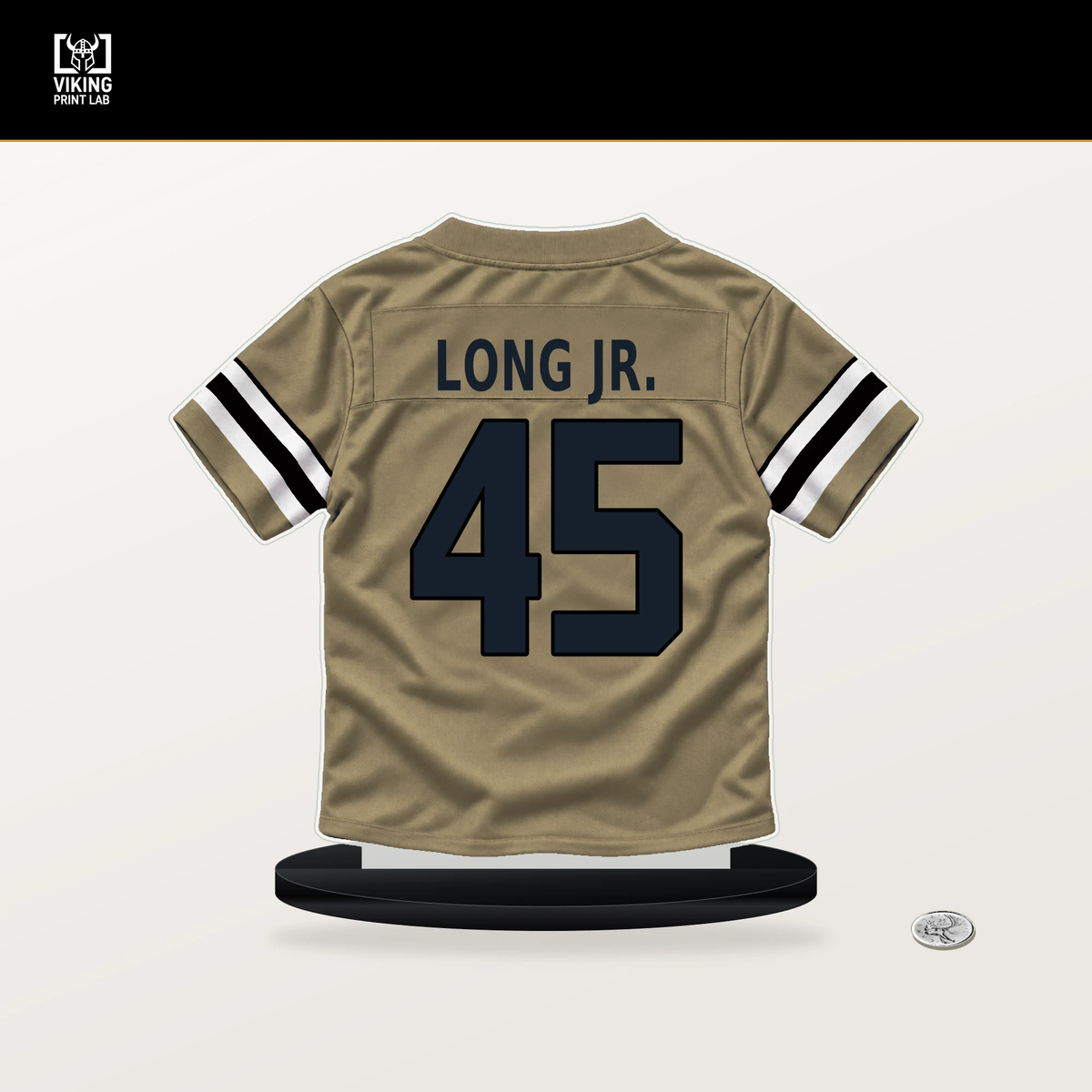 David Long Jr. number 45 New Orleans Saints jersey stand with included black base.